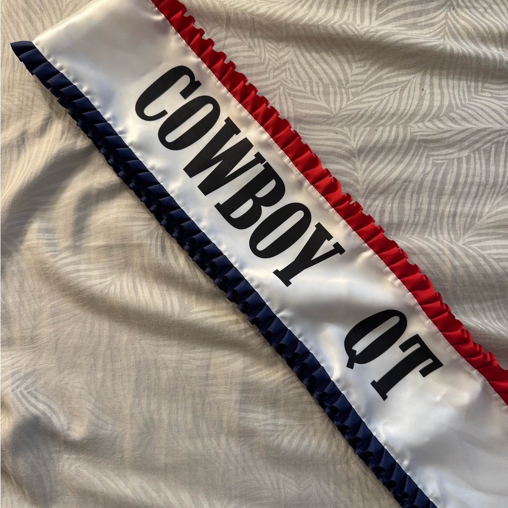 Cowboy Carter Tour “Cowboy QT” Sash with Red and Blue Trim